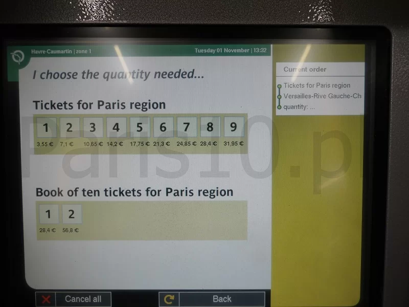 jak kupić bilety w automacie na stacji RER
