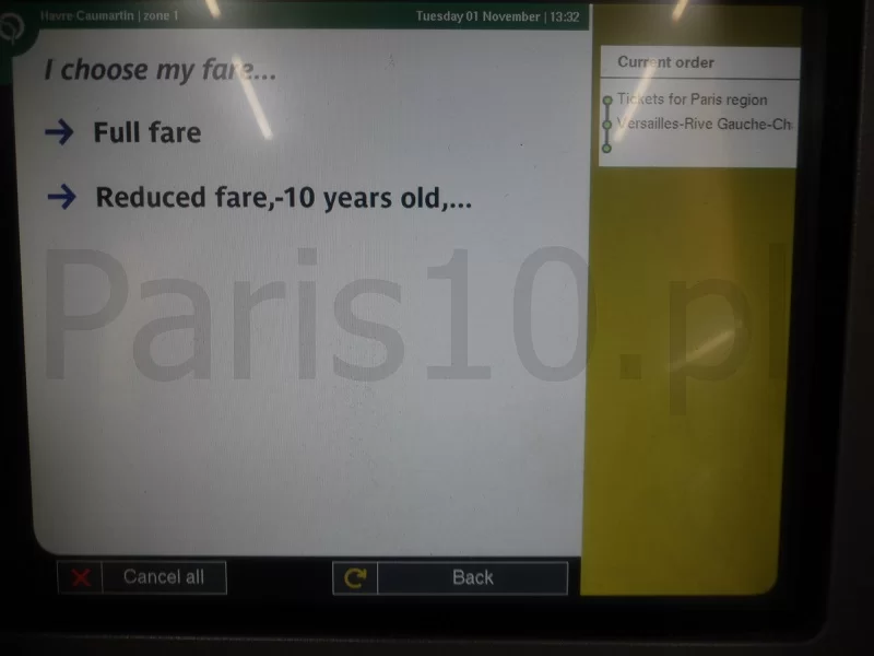 jak kupić bilety w automacie na stacji RER
