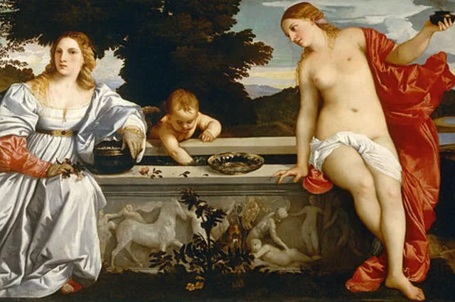 Zdjęcie: galleriaborghese.beniculturali.it / Wikimedia Commons / public domain Miłość niebiańska i miłość ziemska