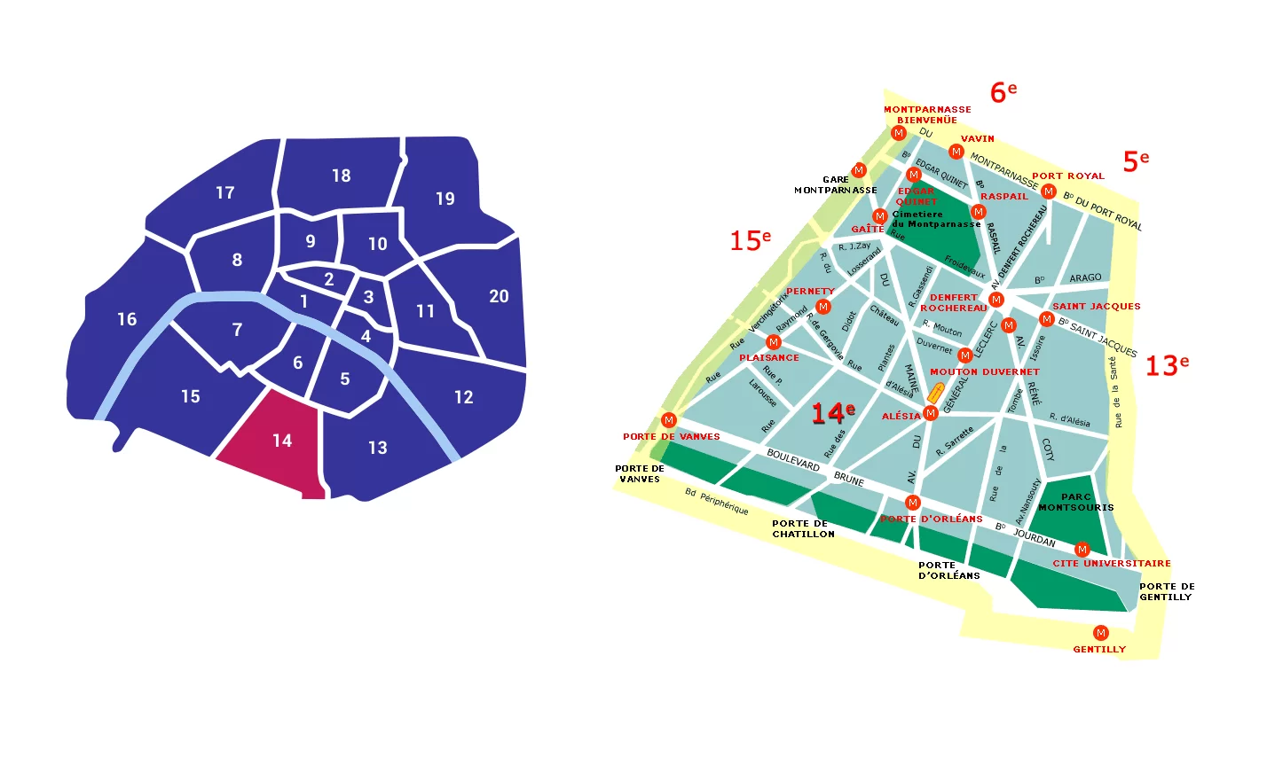 14. okręg Paryża: mapa